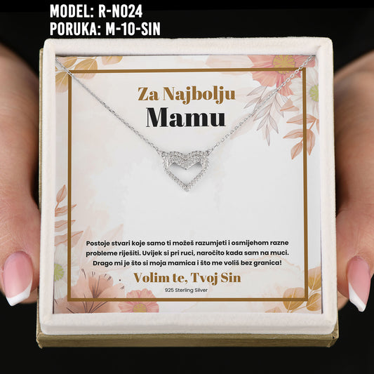 Za Najbolju Mamu - 925 Srebreni Lančić - Poklon za Mamu od Sina- Volim te, Tvoj Sin