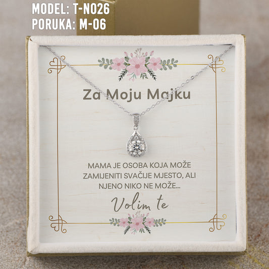 Za Moju Majku - 925 Srebreni Lančić - Poklon za Mamu sa Porukom od Sina, Kćerke - Volim Te